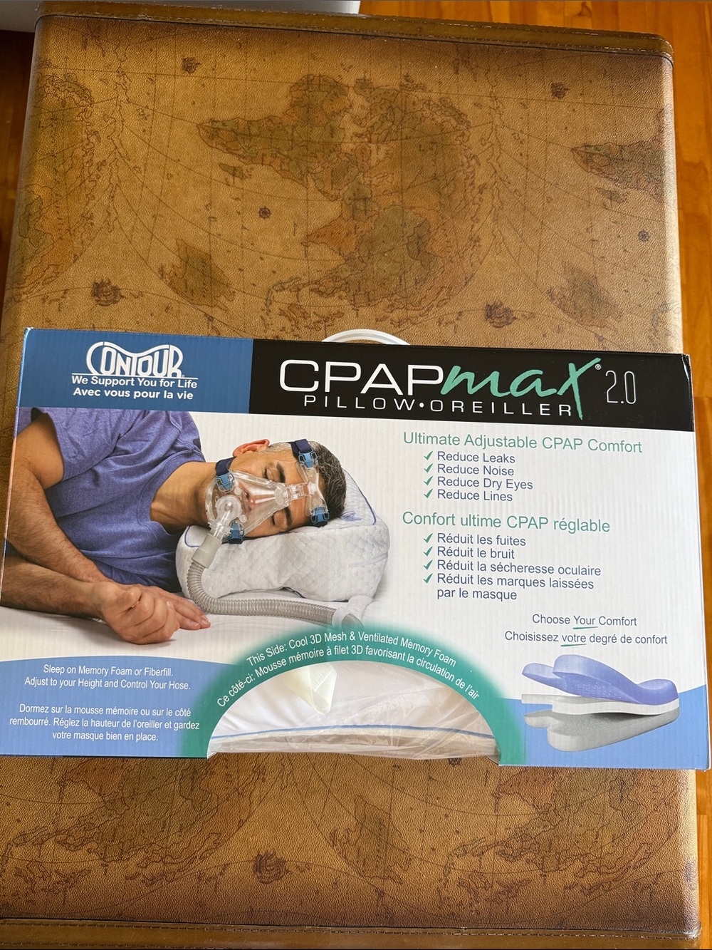 CPAPmax 2.0 Adjustable CPAP Pillow - White with Teal Accents